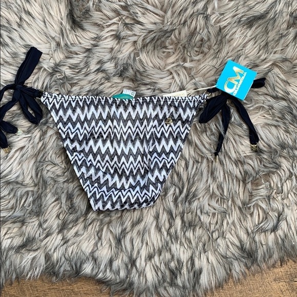 Cia.Maritima Cali Side Tie String Chevron Bikini Bottoms sz 10 - Picture 6 of 8
